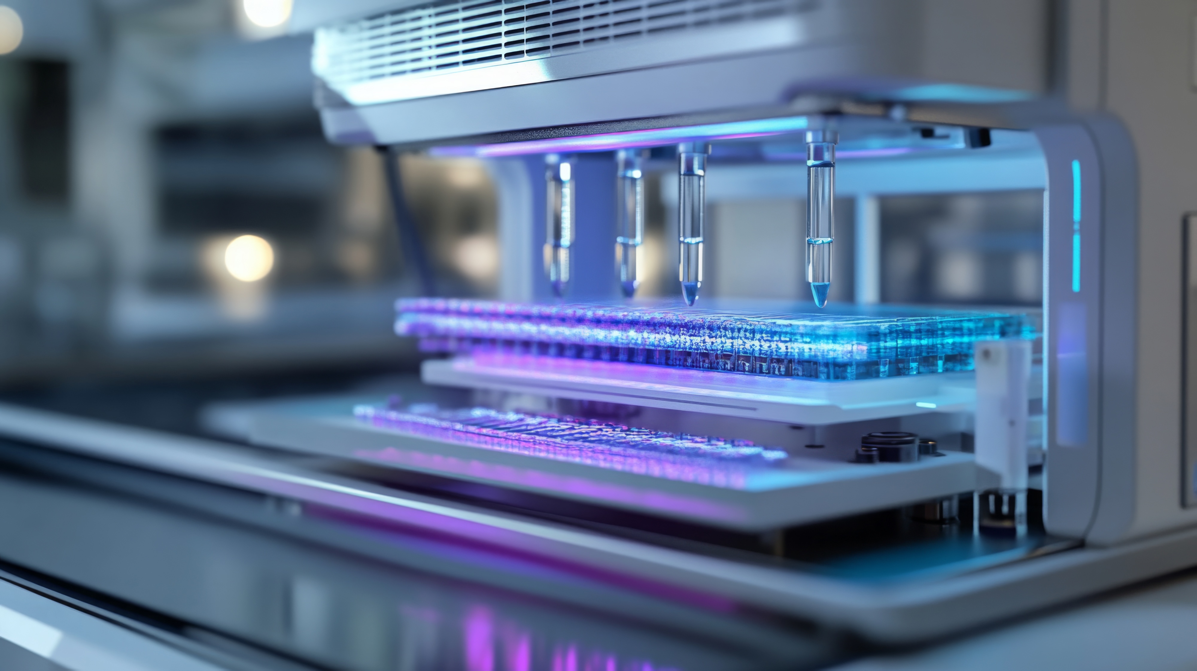 Scientific lab equipment analyzing samples